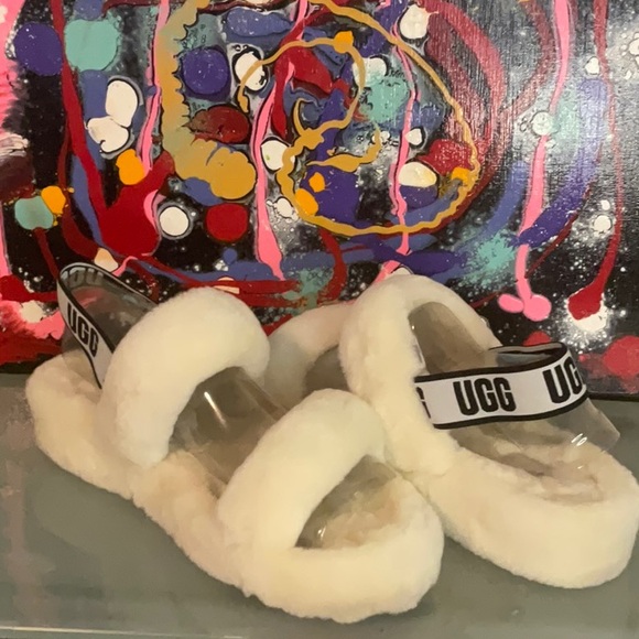 UGG Other - UGG White Fluffy Slippers Cozy Comfort